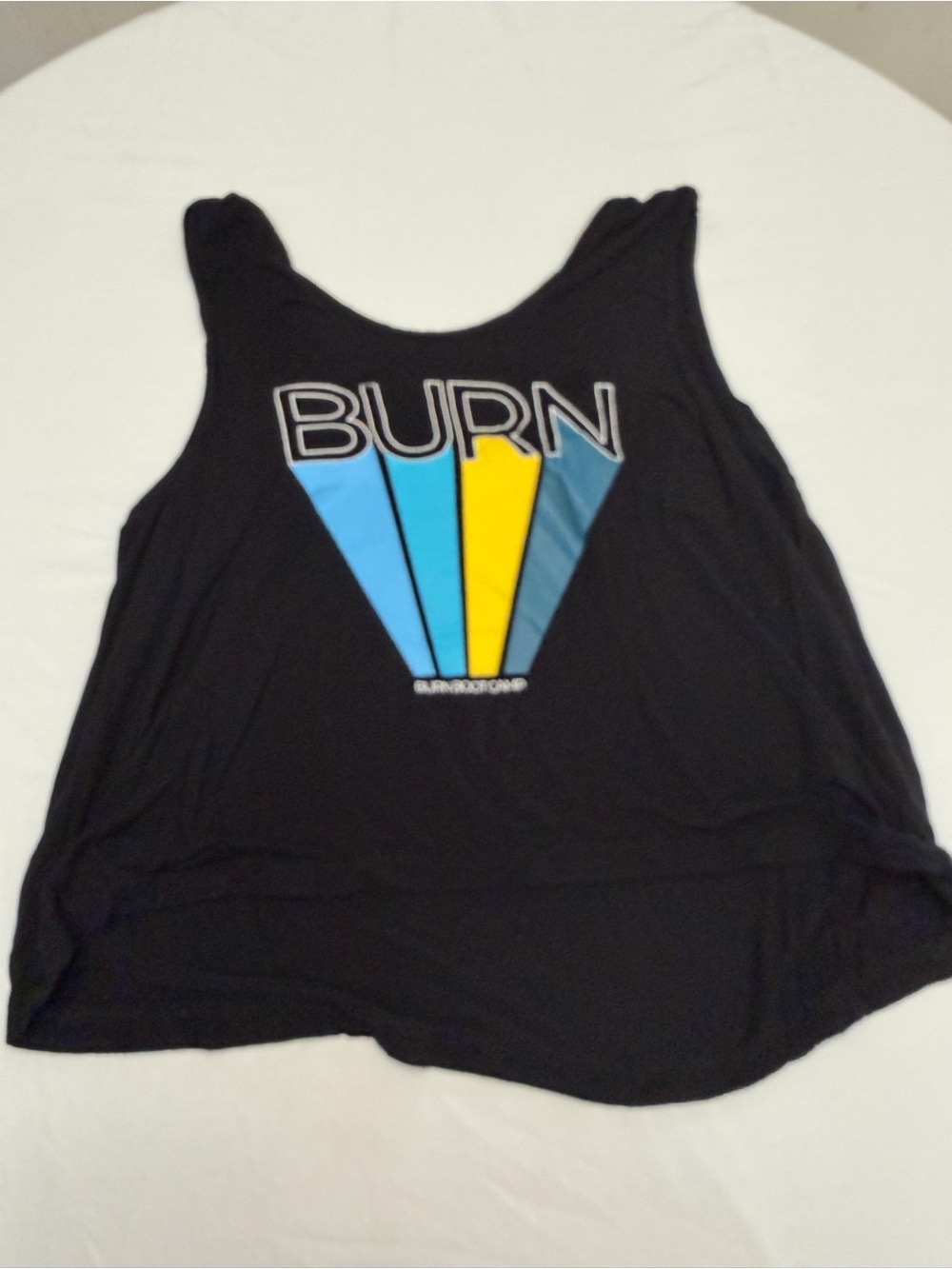 BURN Graphic Women's Tank Top — Black with Blue & Yellow Panels